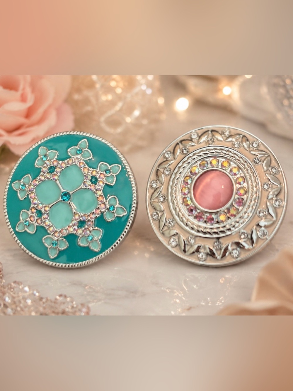 Decorative Turquoise and Silver Statement Dots -Style Dots